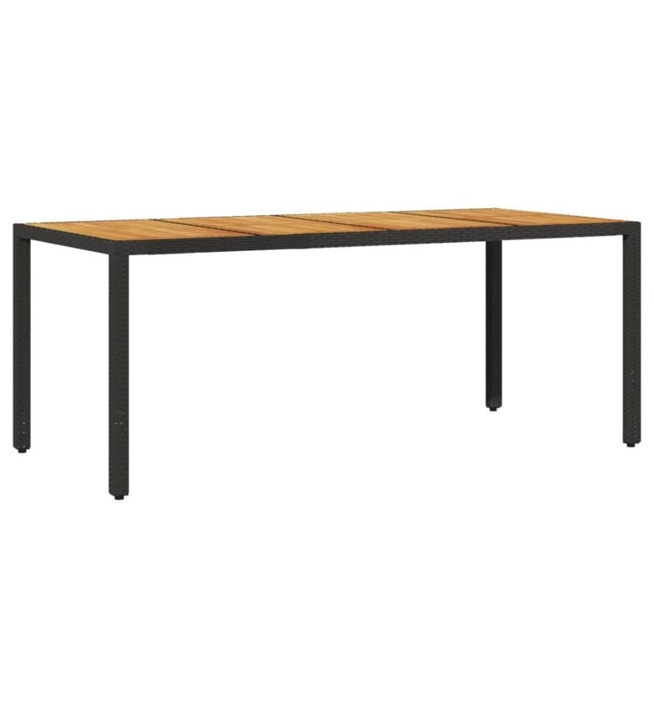Garden Table and Top in Acacia Wood Black Woven Resin