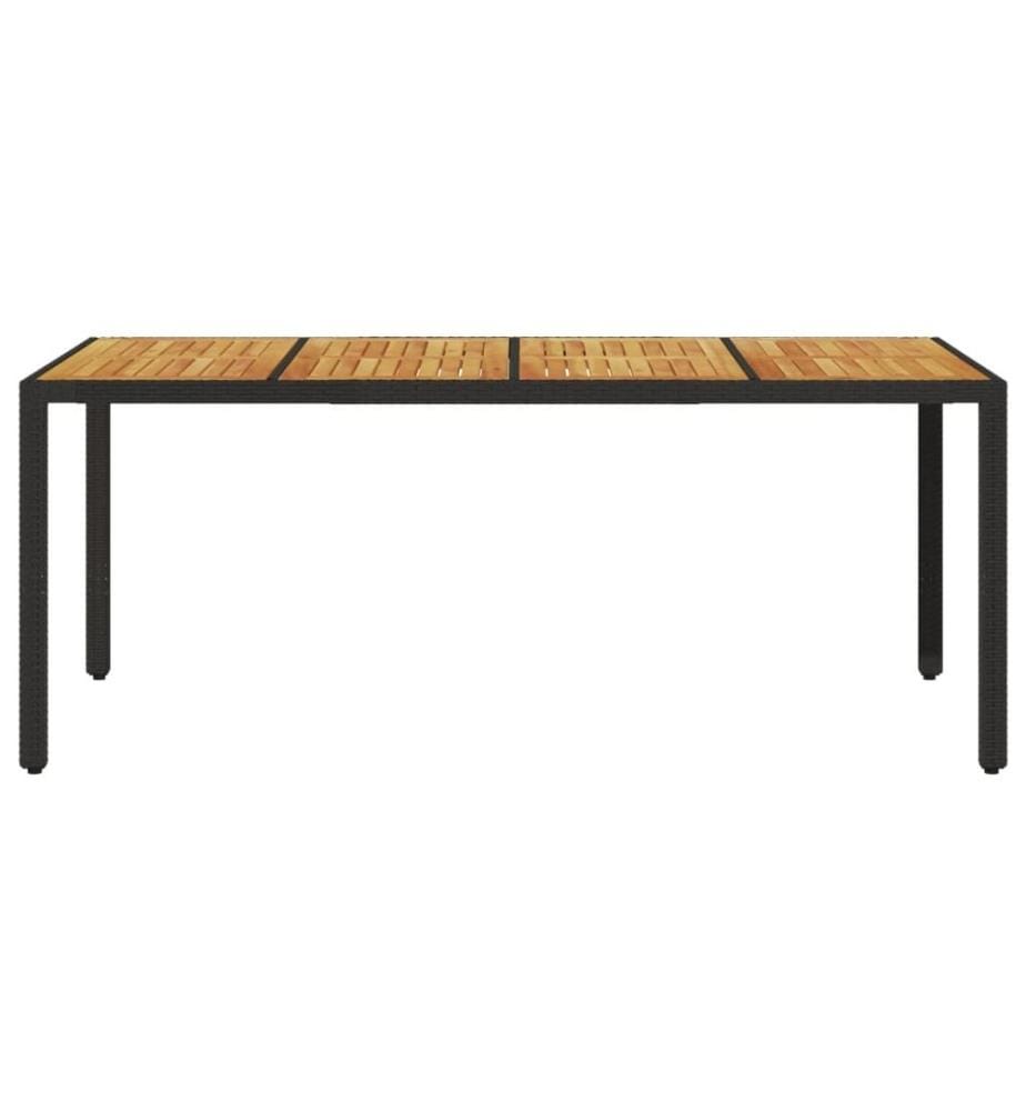 Garden Table and Top in Acacia Wood Black Woven Resin