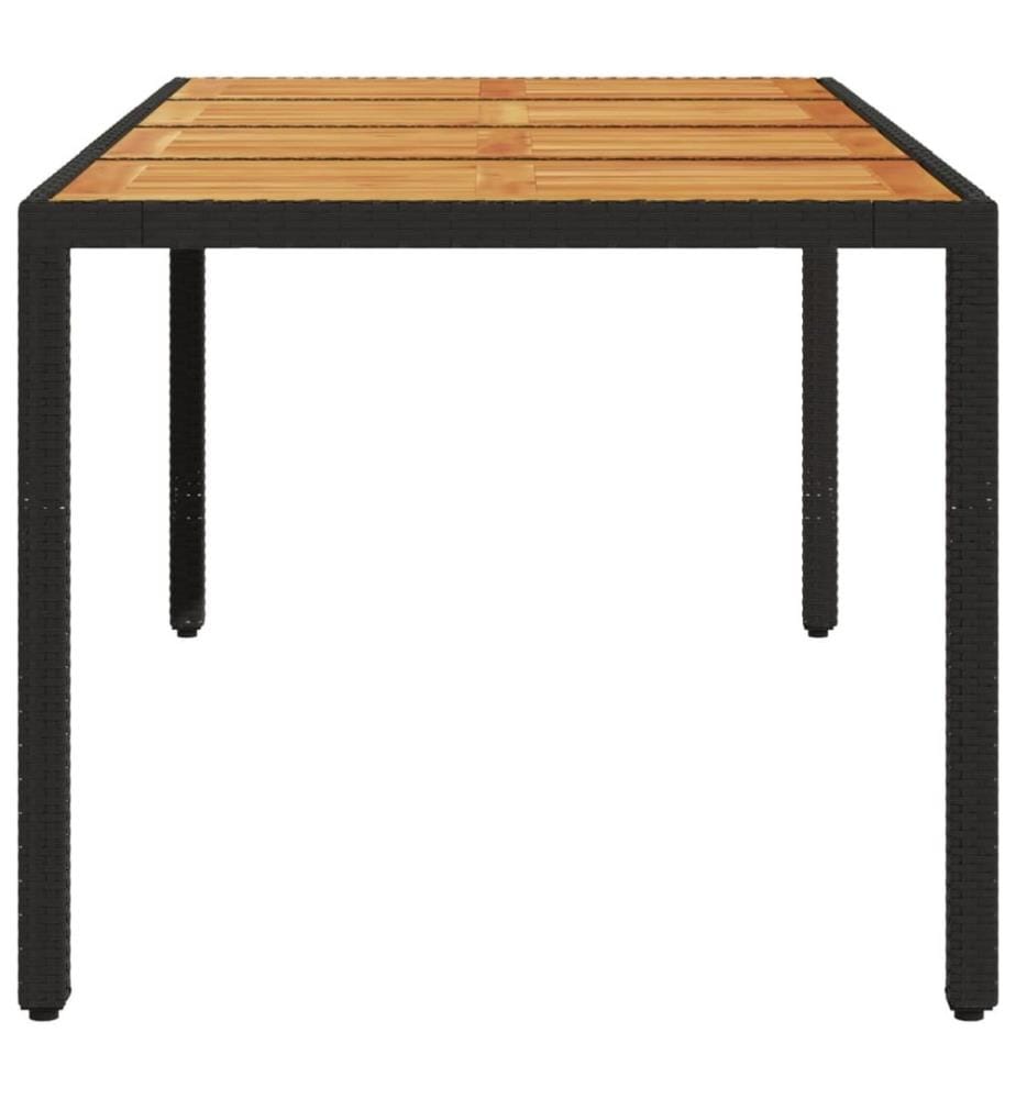 Garden Table and Top in Acacia Wood Black Woven Resin