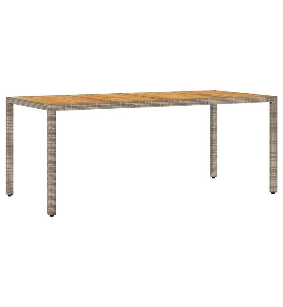 Garden Table and Top in Acacia Wood Grey Woven Resin