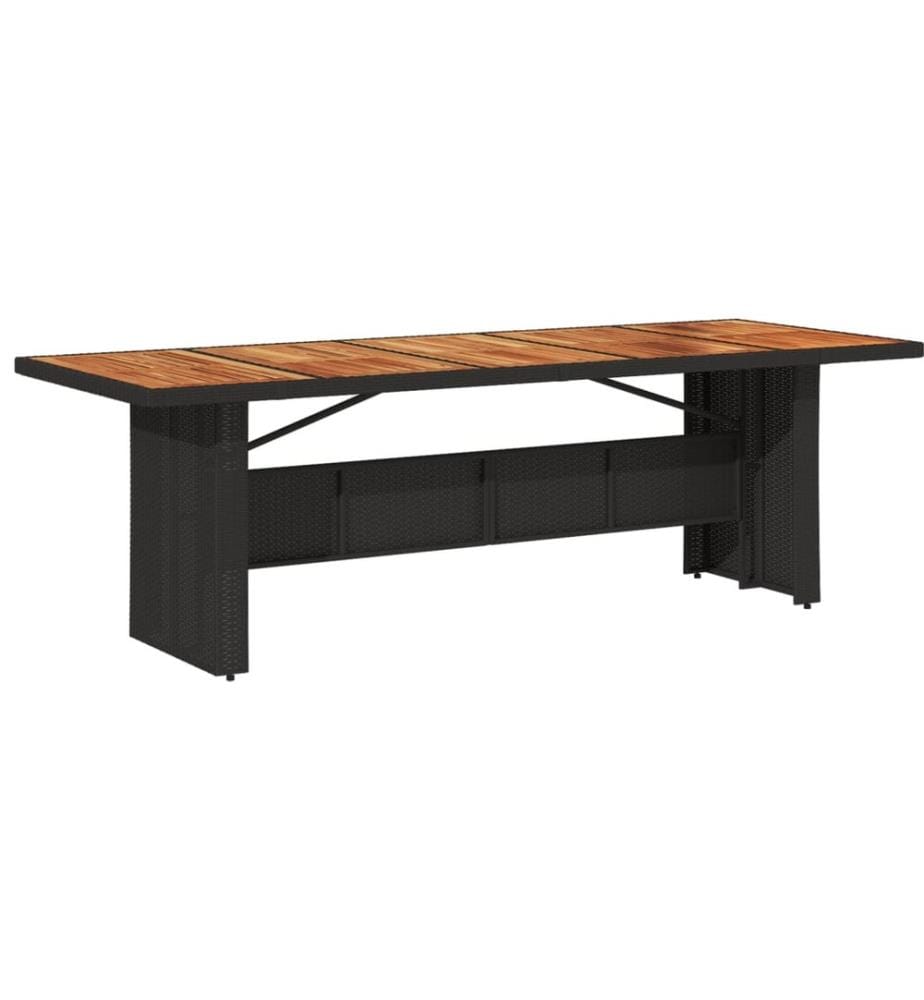 Gartentisch mit Holzplatte Schwarz 240x90x75 cm Poly Rattan