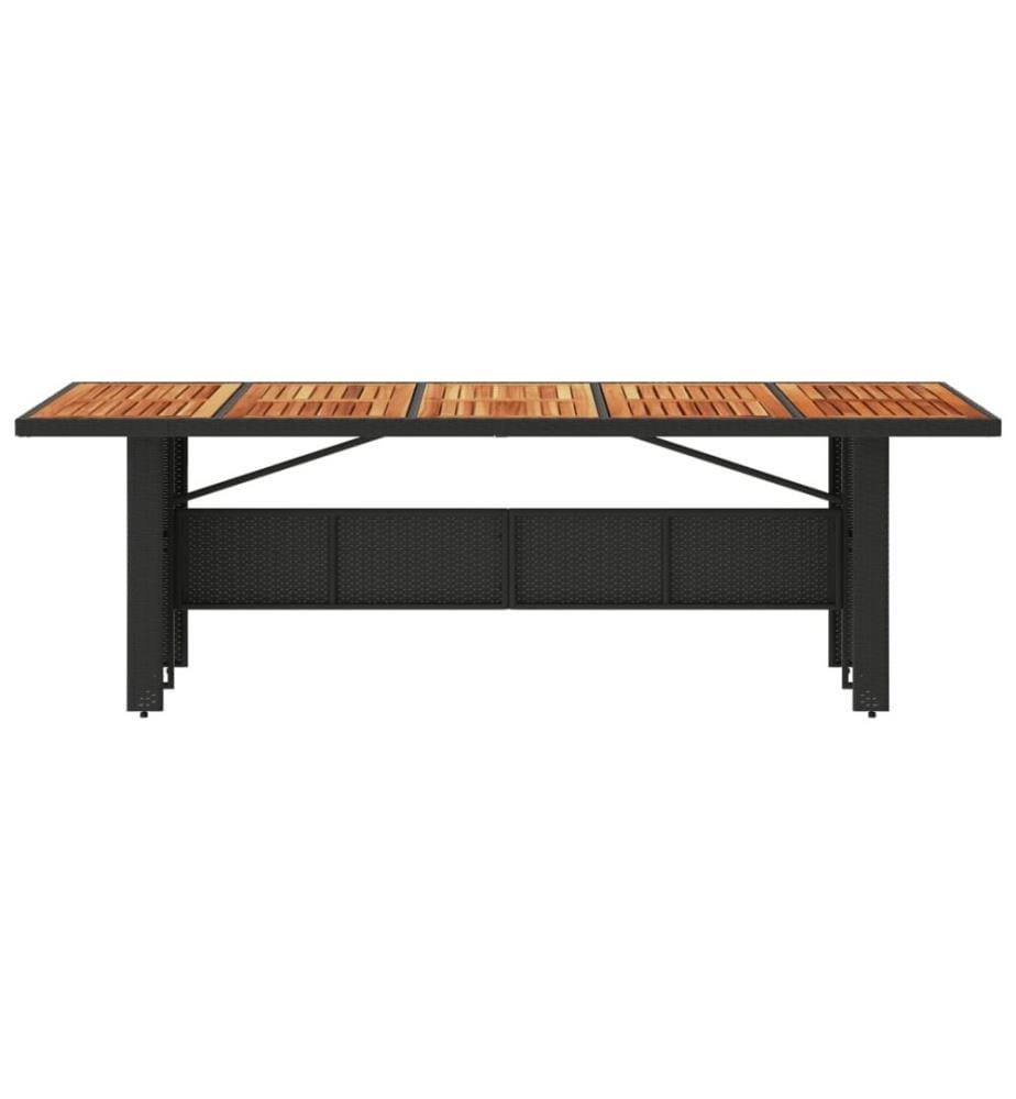 Gartentisch mit Holzplatte Schwarz 240x90x75 cm Poly Rattan