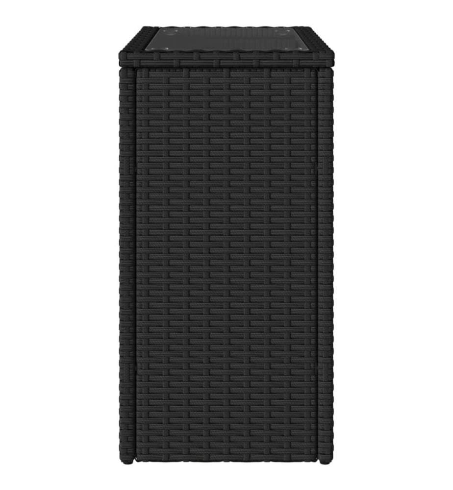 Garten-Beistelltisch mit Glasplatte Schwarz 58x27,5x55cm Rattan