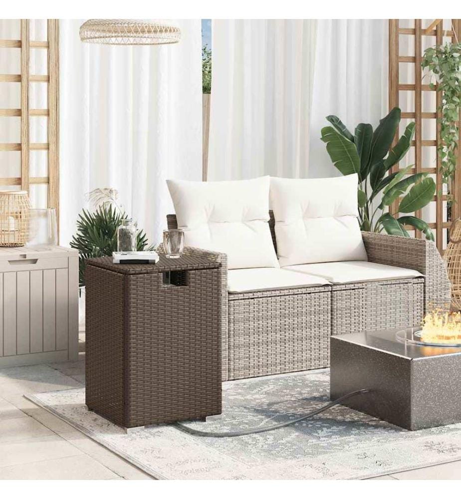 Propan-Tank-Verstecktisch Braun 40x40x60 cm Poly Rattan