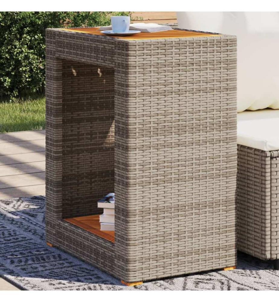 Garden side table top in gray wood 60x40x75 cm