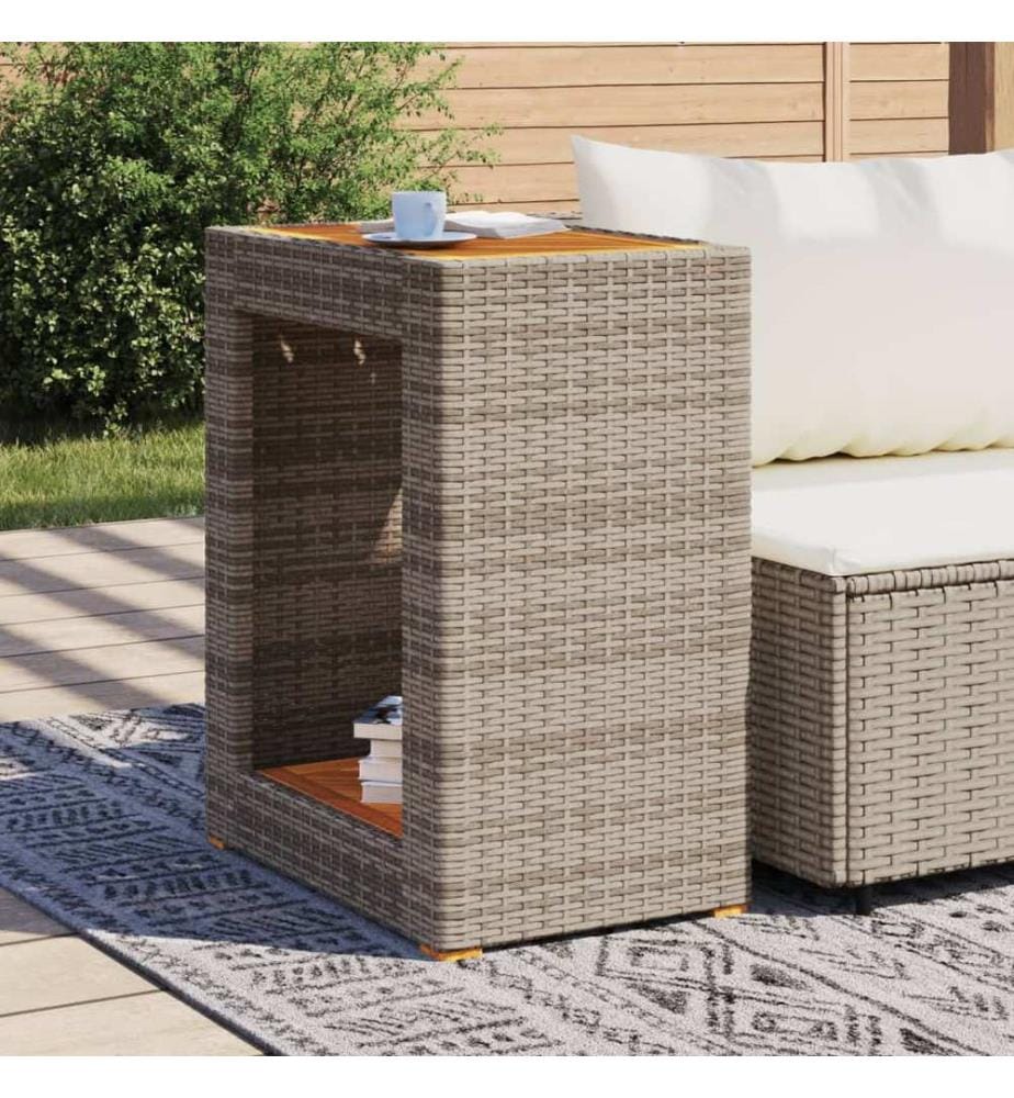 Garden side table top in gray wood 60x40x75 cm
