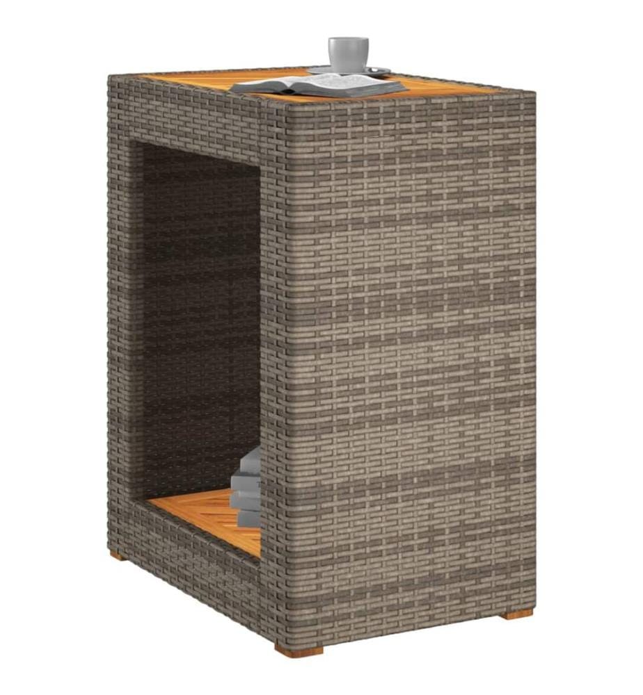 Garden side table top in gray wood 60x40x75 cm