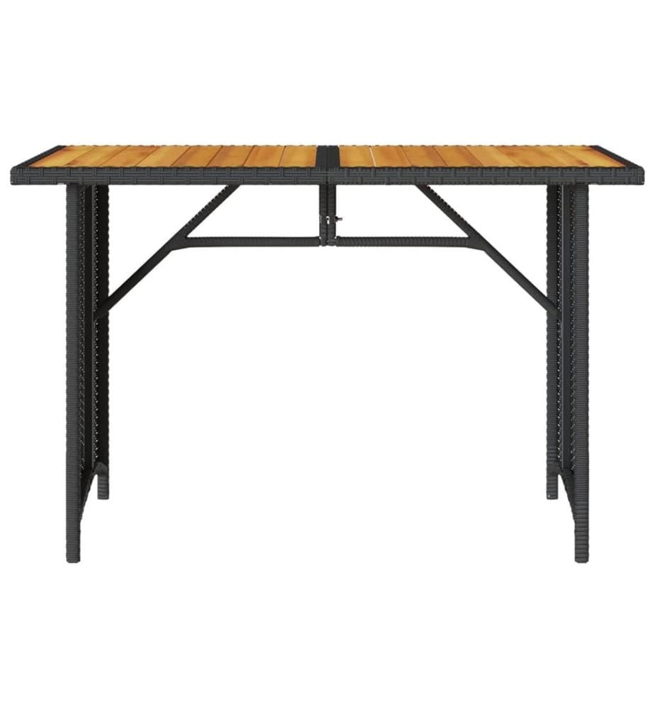 Table de jardin et dessus en bois noir 110x68x70 cm poly rotin