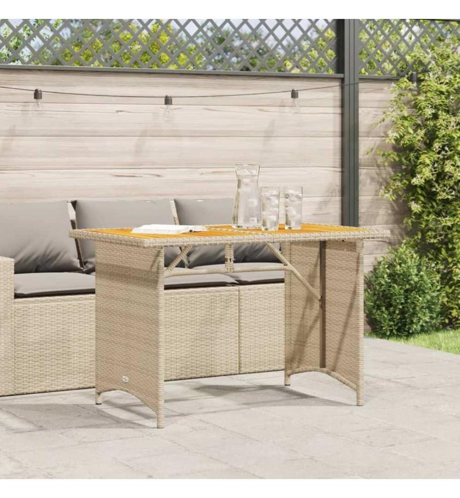 Garden table with top in wood black 110x68x70 cm rattan