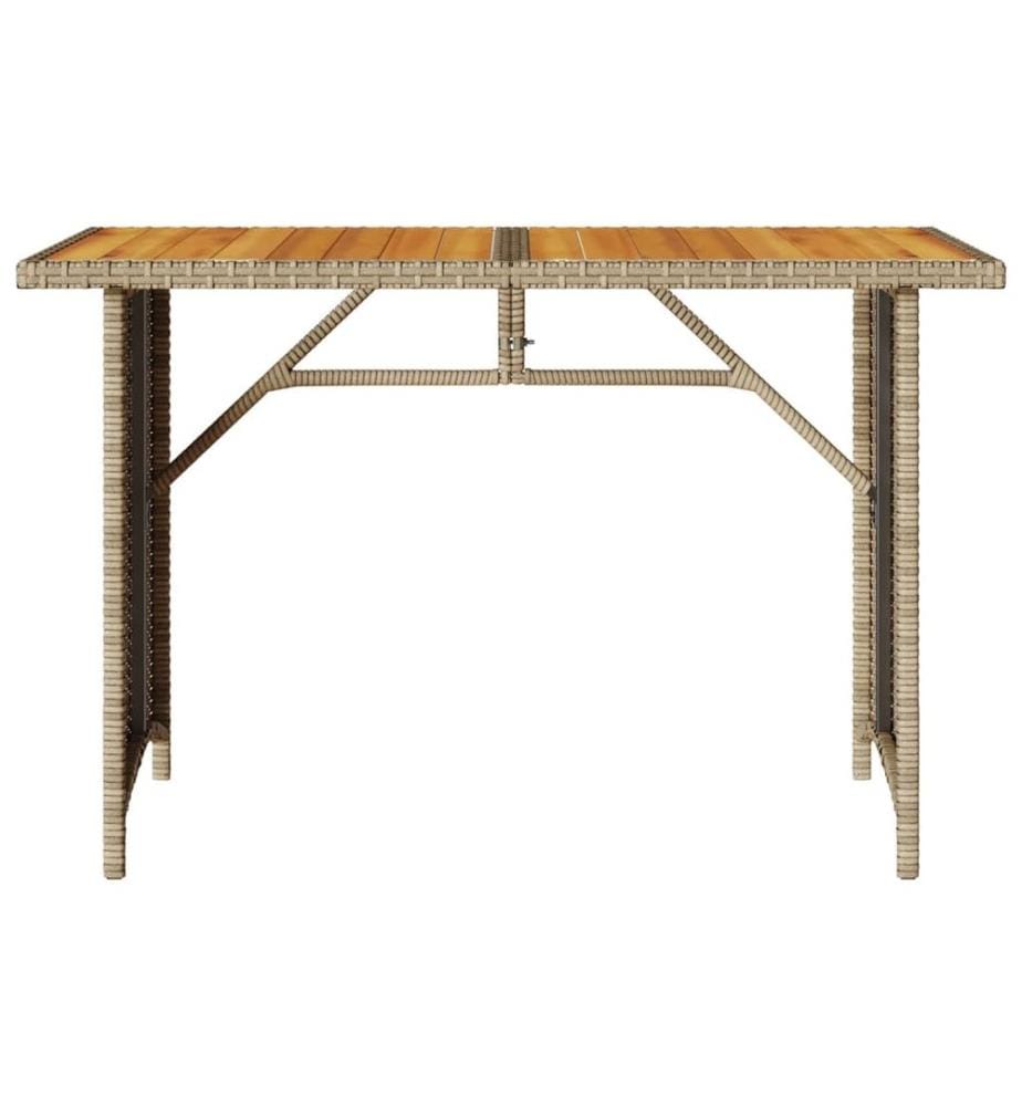 Garden table with top in wood black 110x68x70 cm rattan