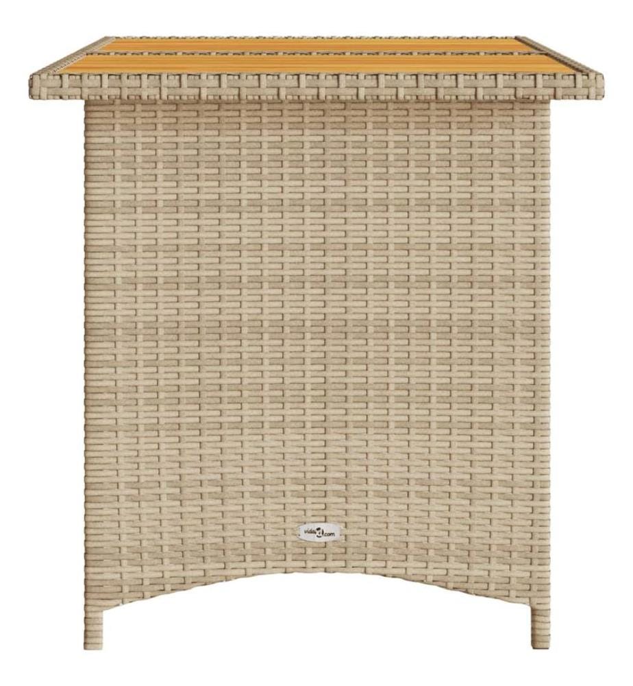 Garden table with top in wood black 110x68x70 cm rattan