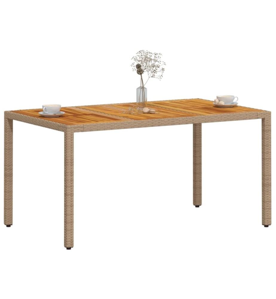 Garden Table Beige 150x90x75 cm Woven Resin Acacia Wood