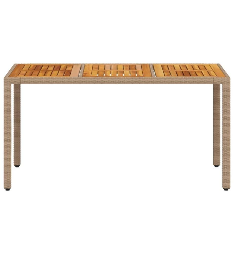 Garden Table Beige 150x90x75 cm Woven Resin Acacia Wood