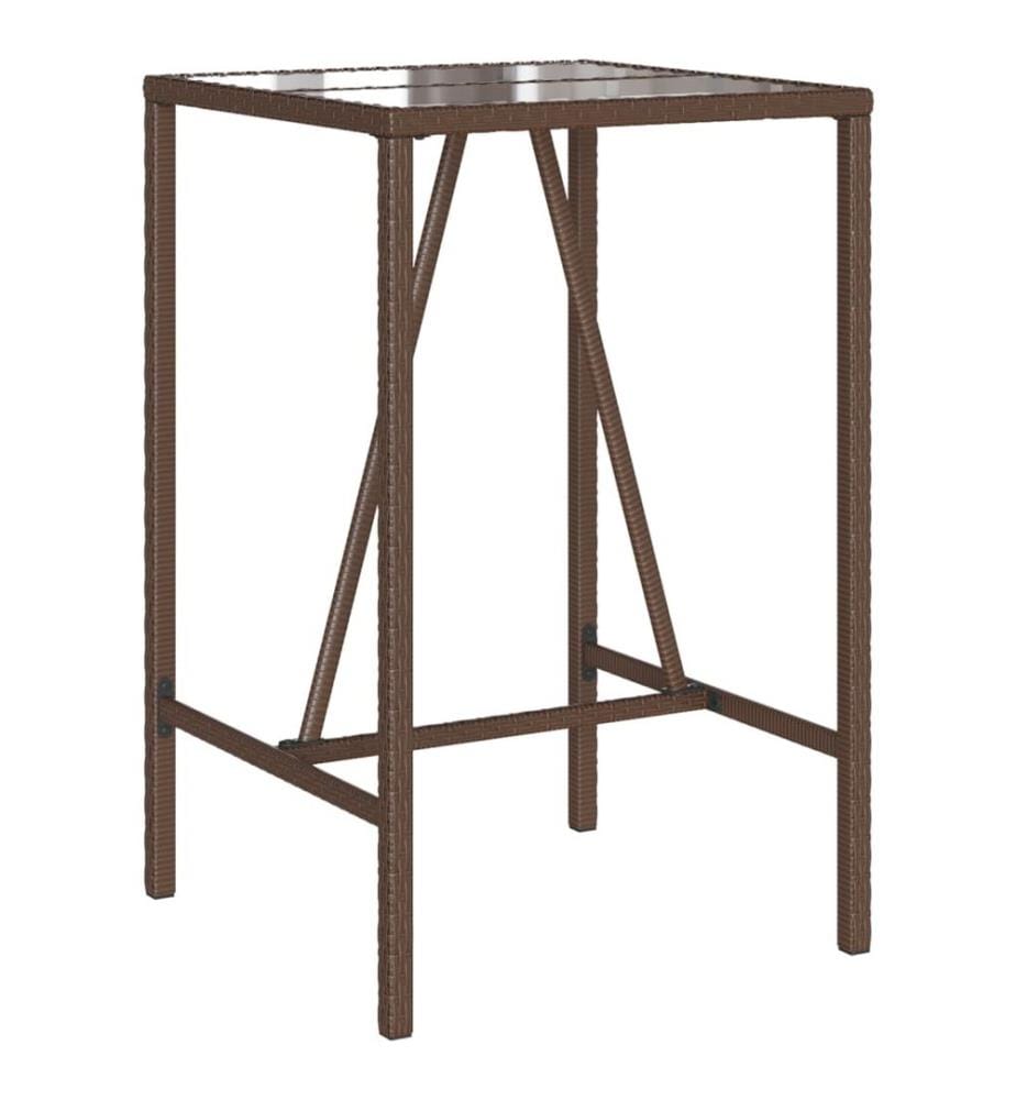Table de bar d'extérieur marron 70x70x110 cm résine tressée