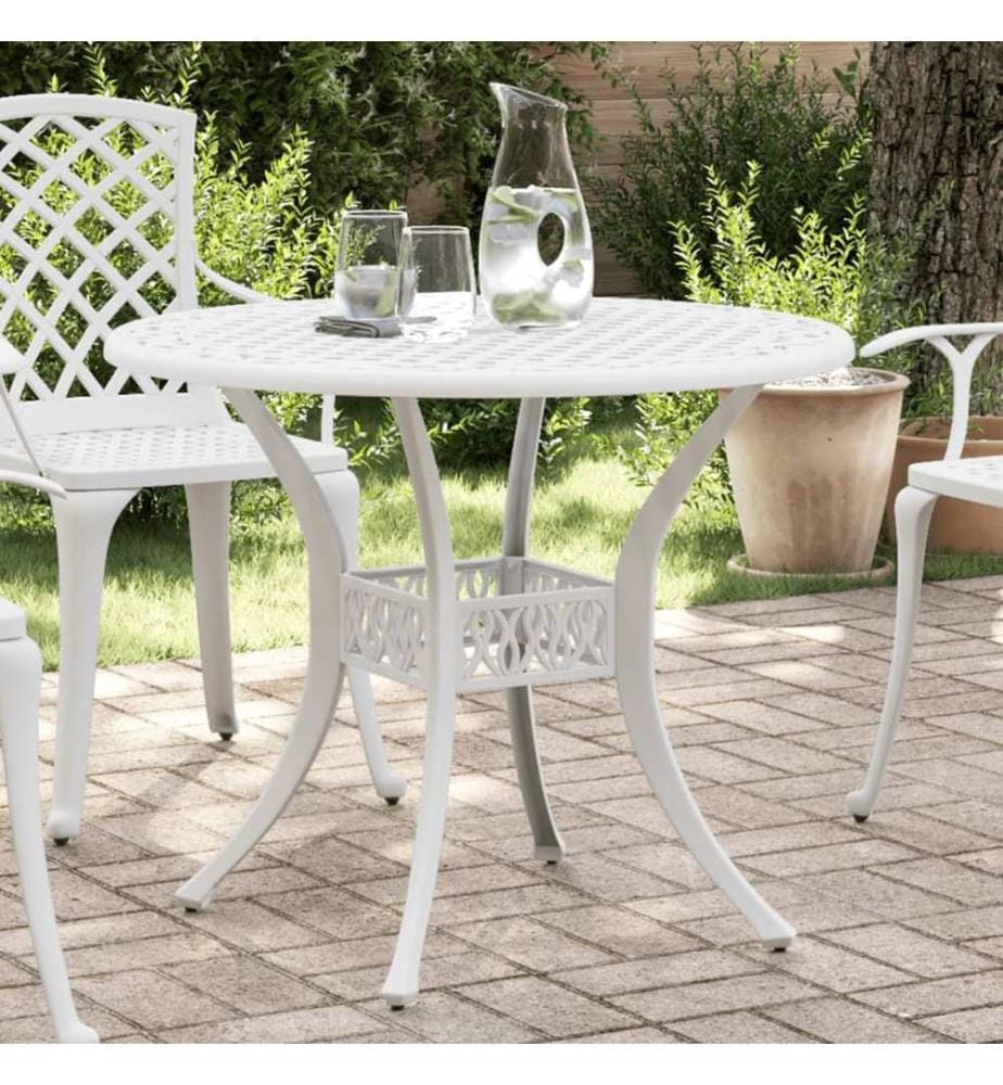 Gartentisch Weiss Ø90x75 cm Aluminiumguss