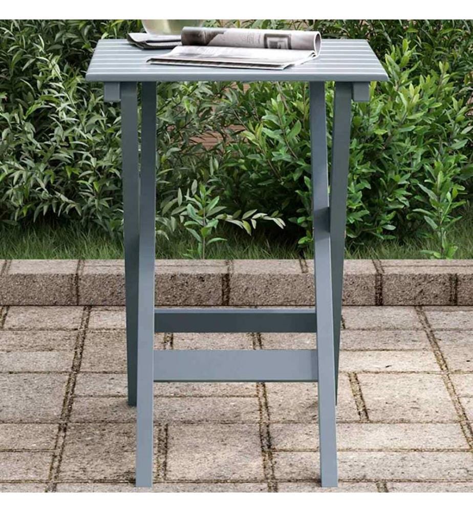Side table foldable grey solid poplar wood