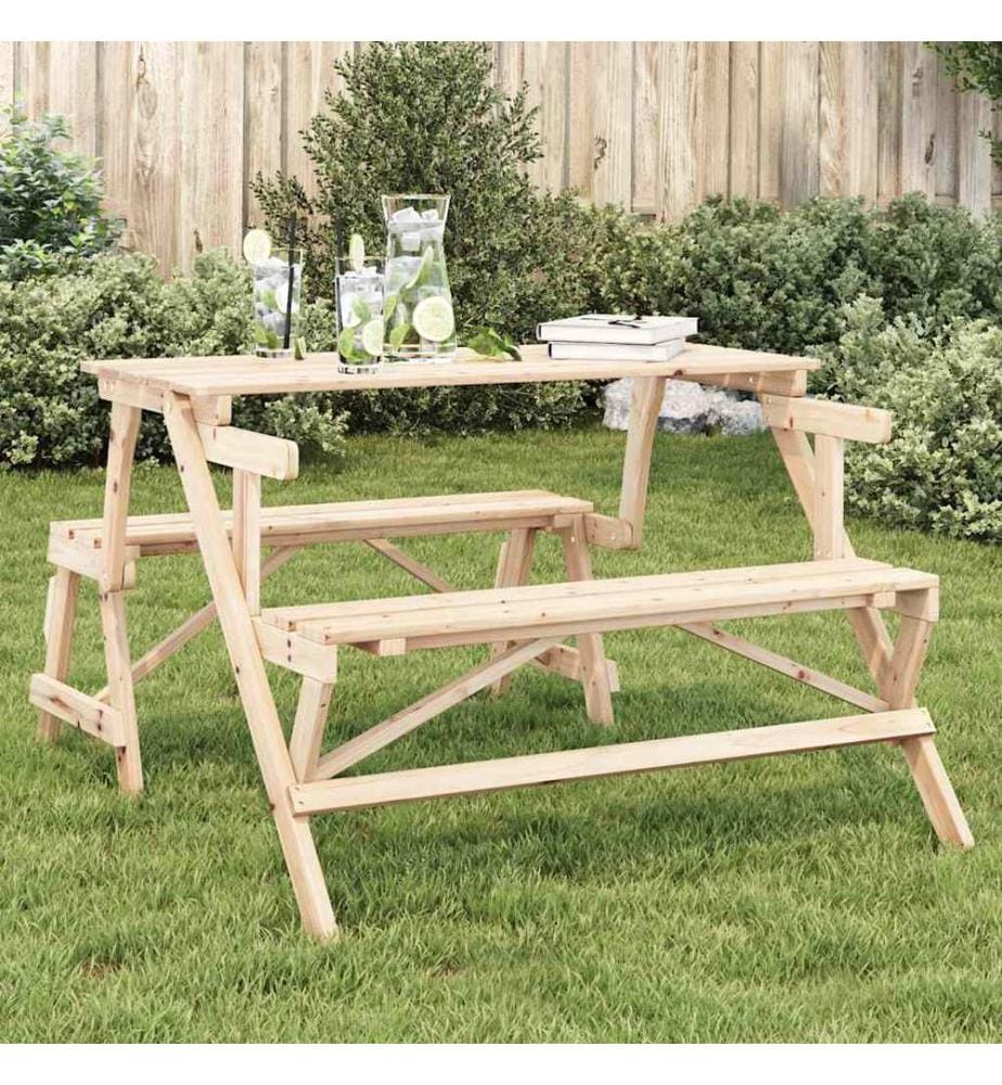 Table de pique-nique avec bancs sapin massif 2 en 1 convertible