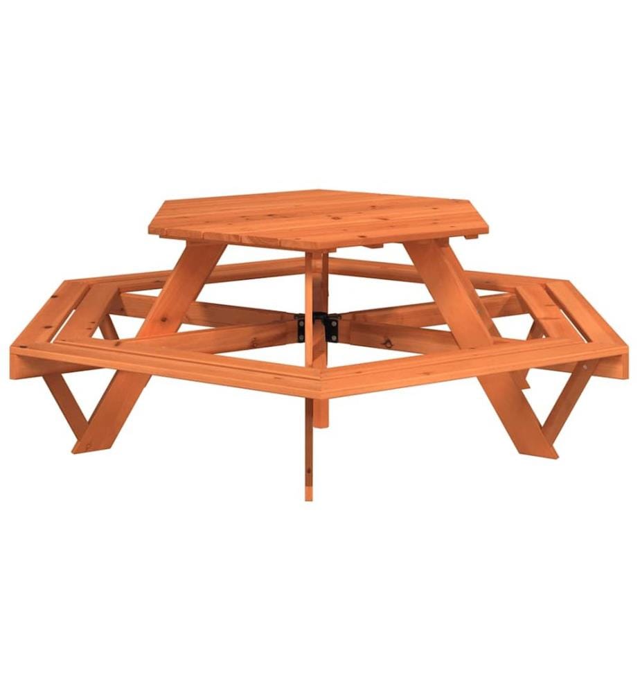 Picnic table for 6 children with hexagonal benches fir