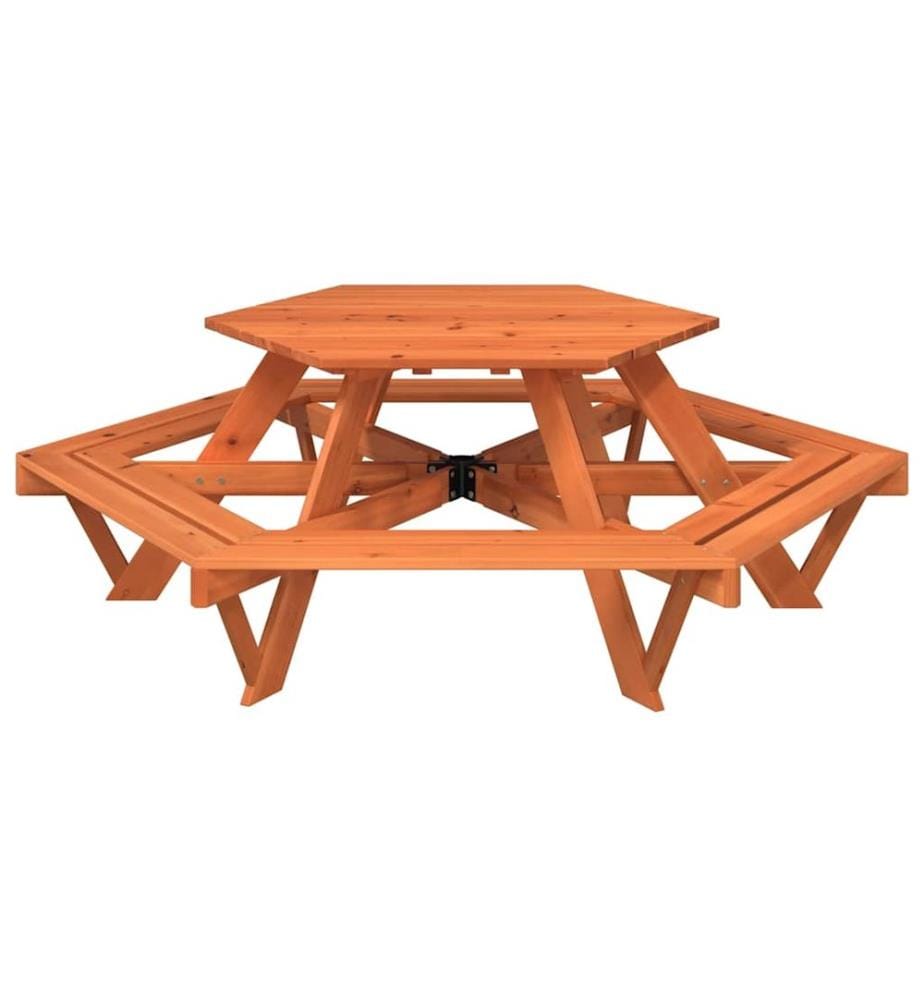 Picnic table for 6 children with hexagonal benches fir