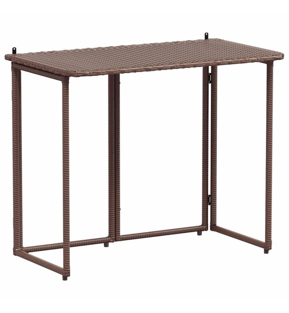 Gartentisch Klappbar Braun 90x51x75 cm Poly Rattan