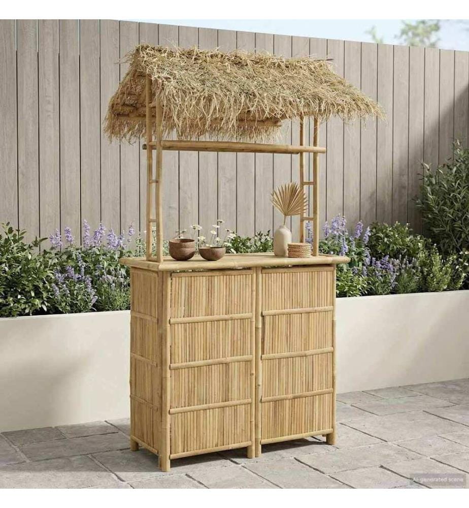 vidaXL Table de bar extérieure Naturel 115 x 95 x 215 cm Bambou