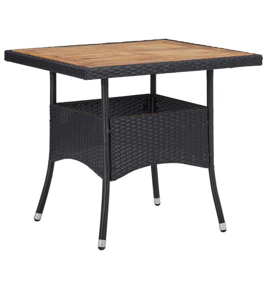 Outdoor table Black Woven resin and solid acacia wood