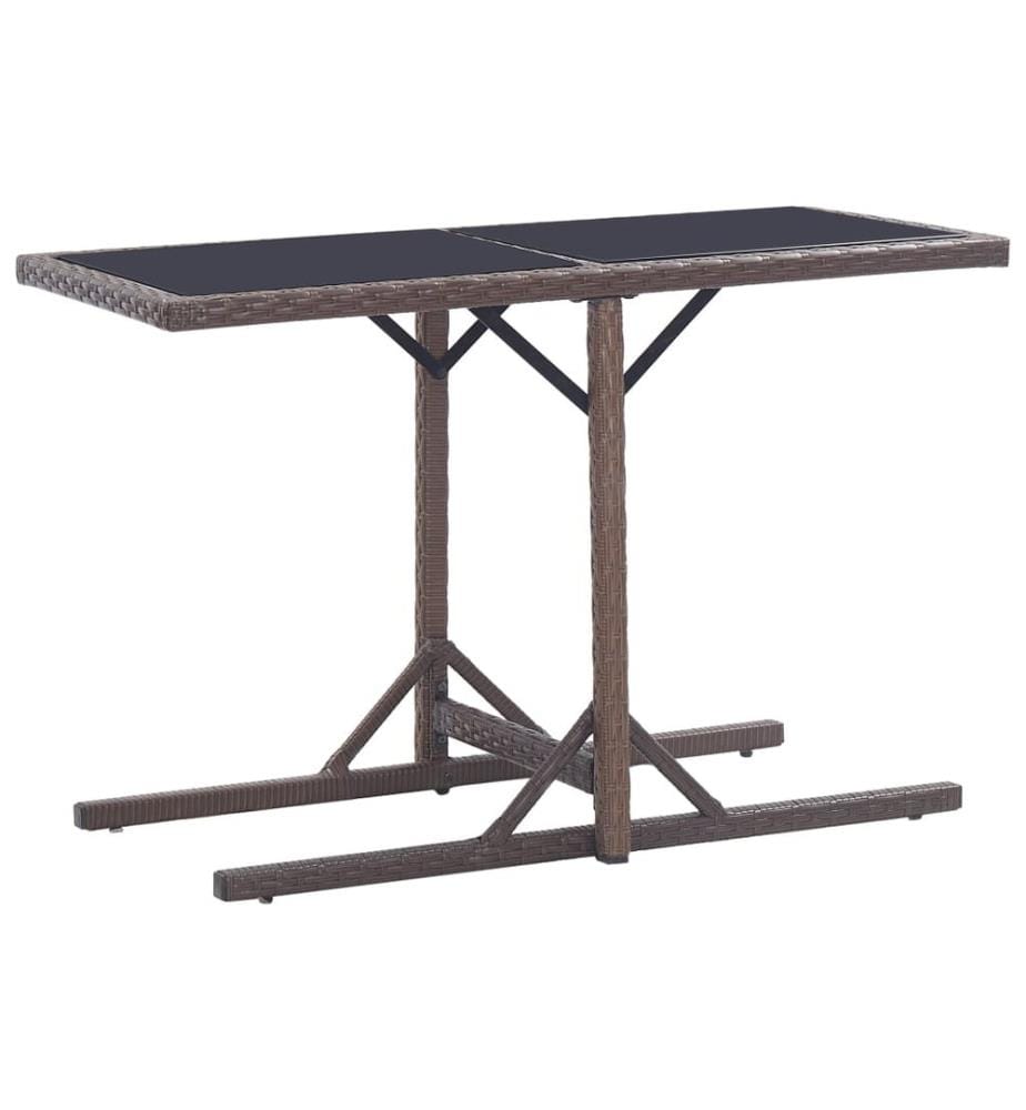 Table de jardin Marron 110x53x72 cm Verre et résine tressée