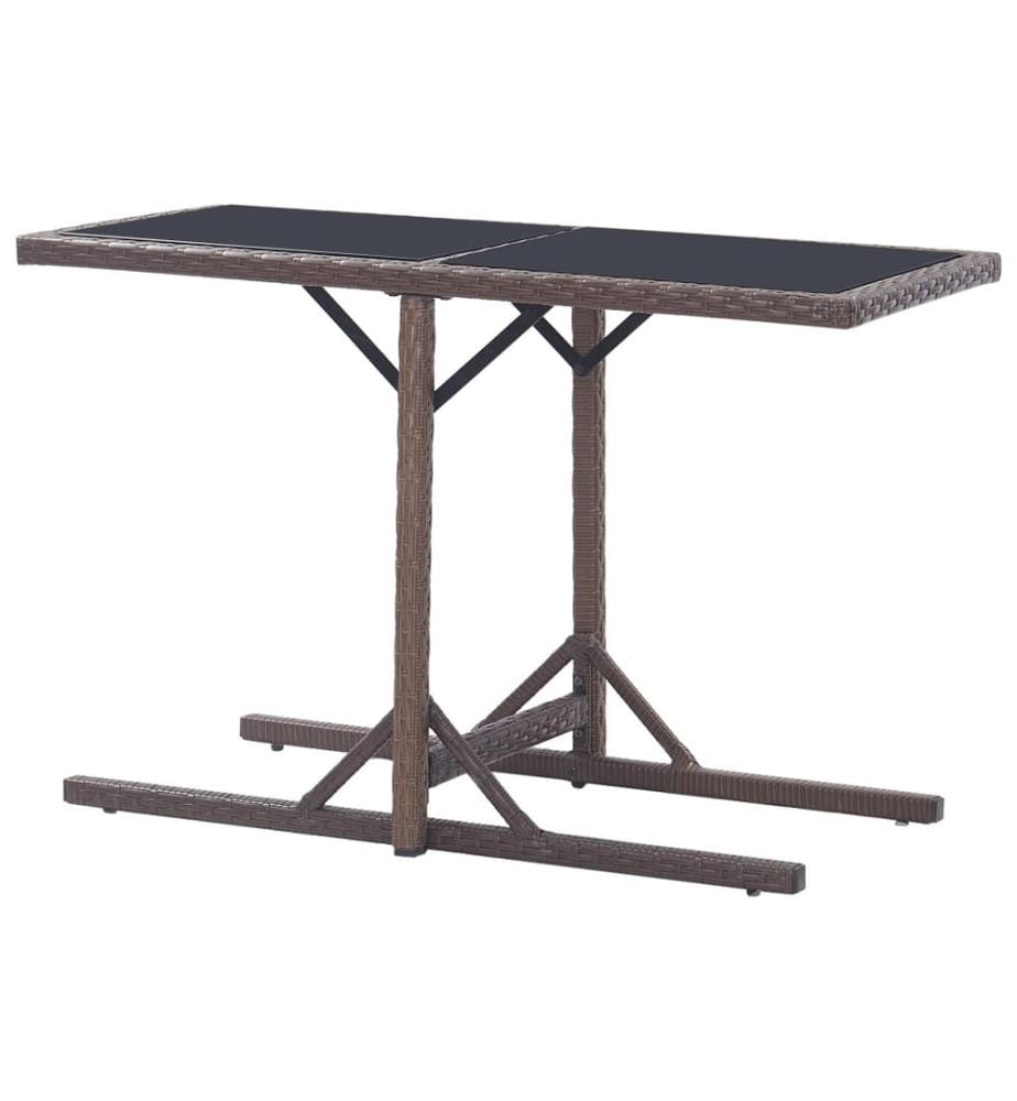 Table de jardin Marron 110x53x72 cm Verre et résine tressée
