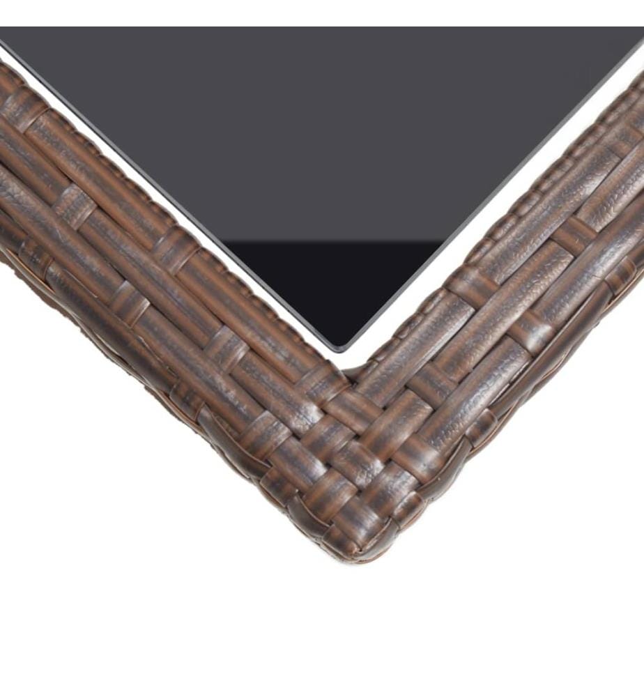 Table de jardin Marron 110x53x72 cm Verre et résine tressée