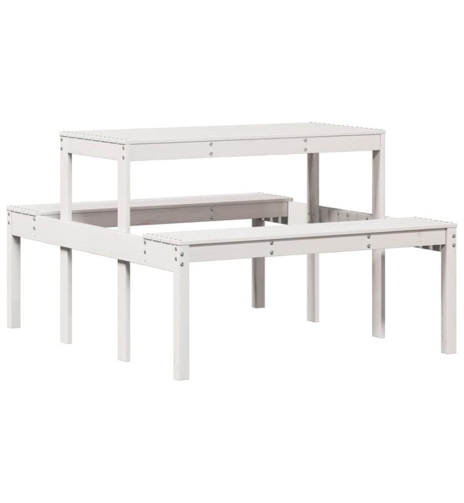 Picnic table white 110x134x75 cm solid pine wood