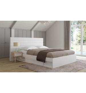 Cadre de lit Orem avec sommier et rangements intégrés 160x200cm - Blanc