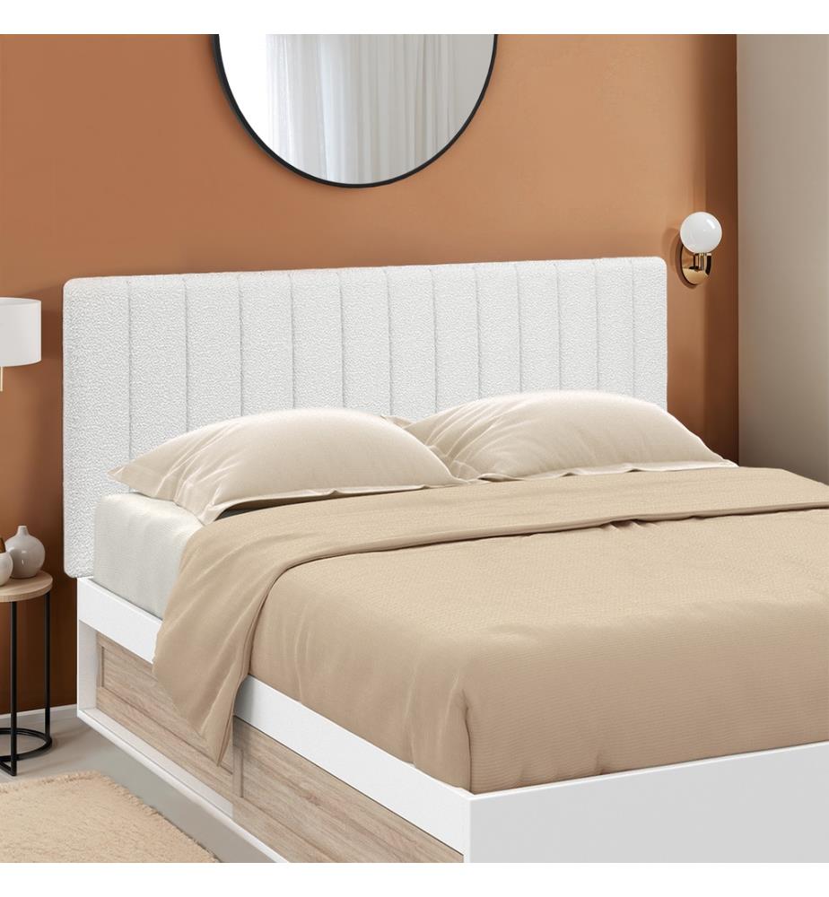 Tête de Lit murale Céline en bouclette 160cm - Blanc