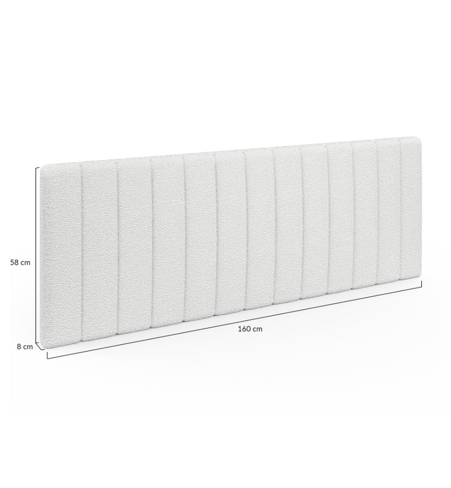 Tête de Lit murale Céline en bouclette 160cm - Blanc