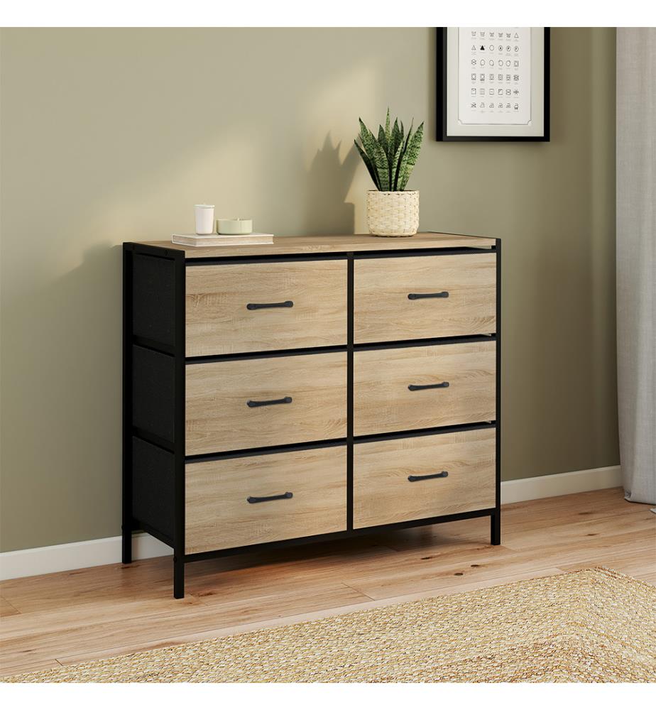 Commode Iris 6 tiroirs - Brun et Noir
