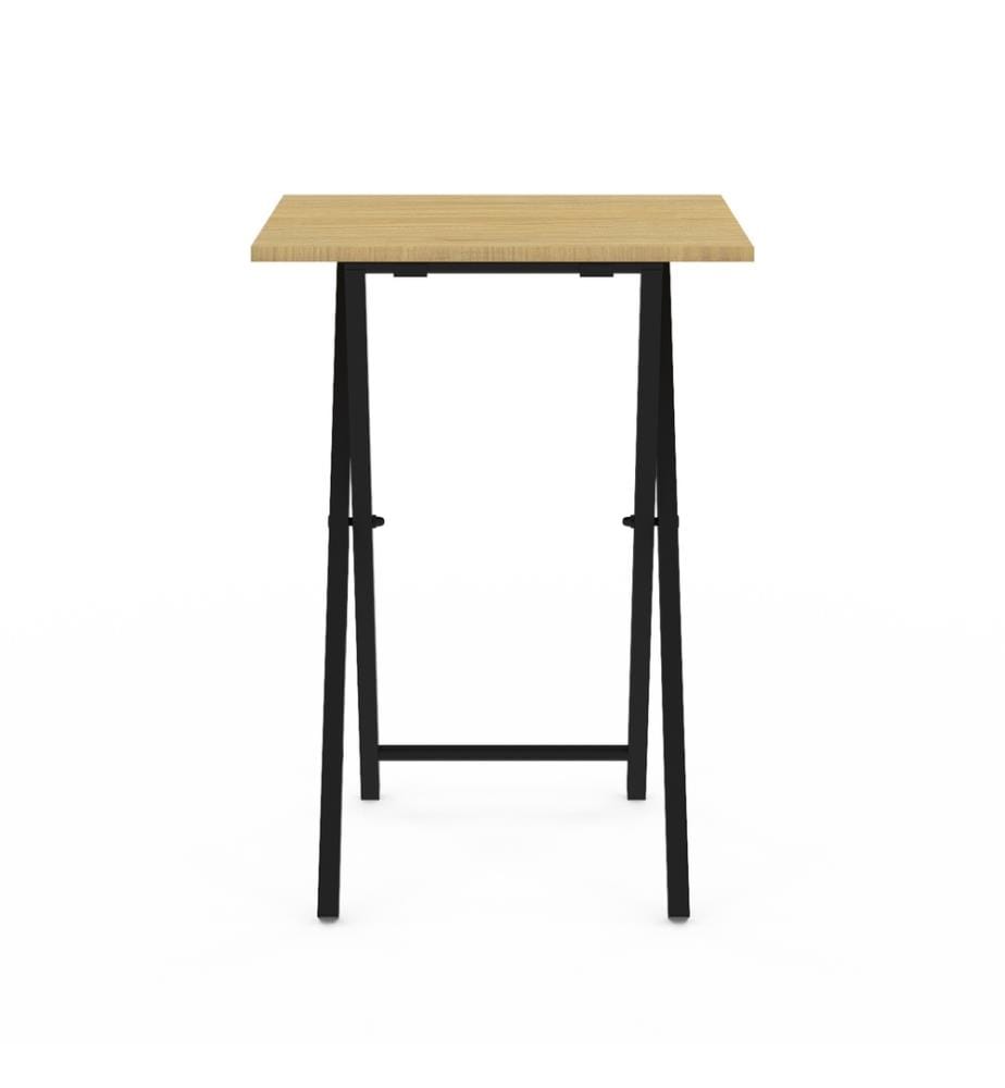 Lot de 2 Tables d'appoint pliantes Memphis - Brun Clair et Noir