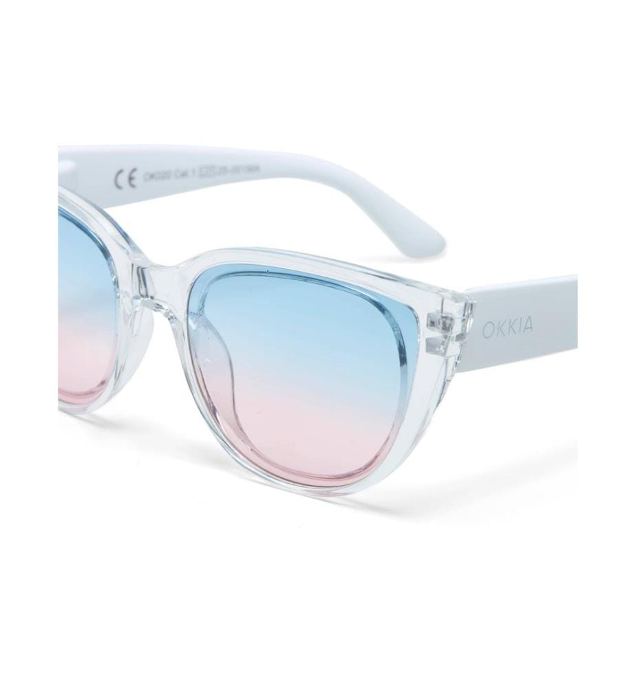 OKKIA - Lunettes de soleil Silvia Transaparent, lentille bleue rose