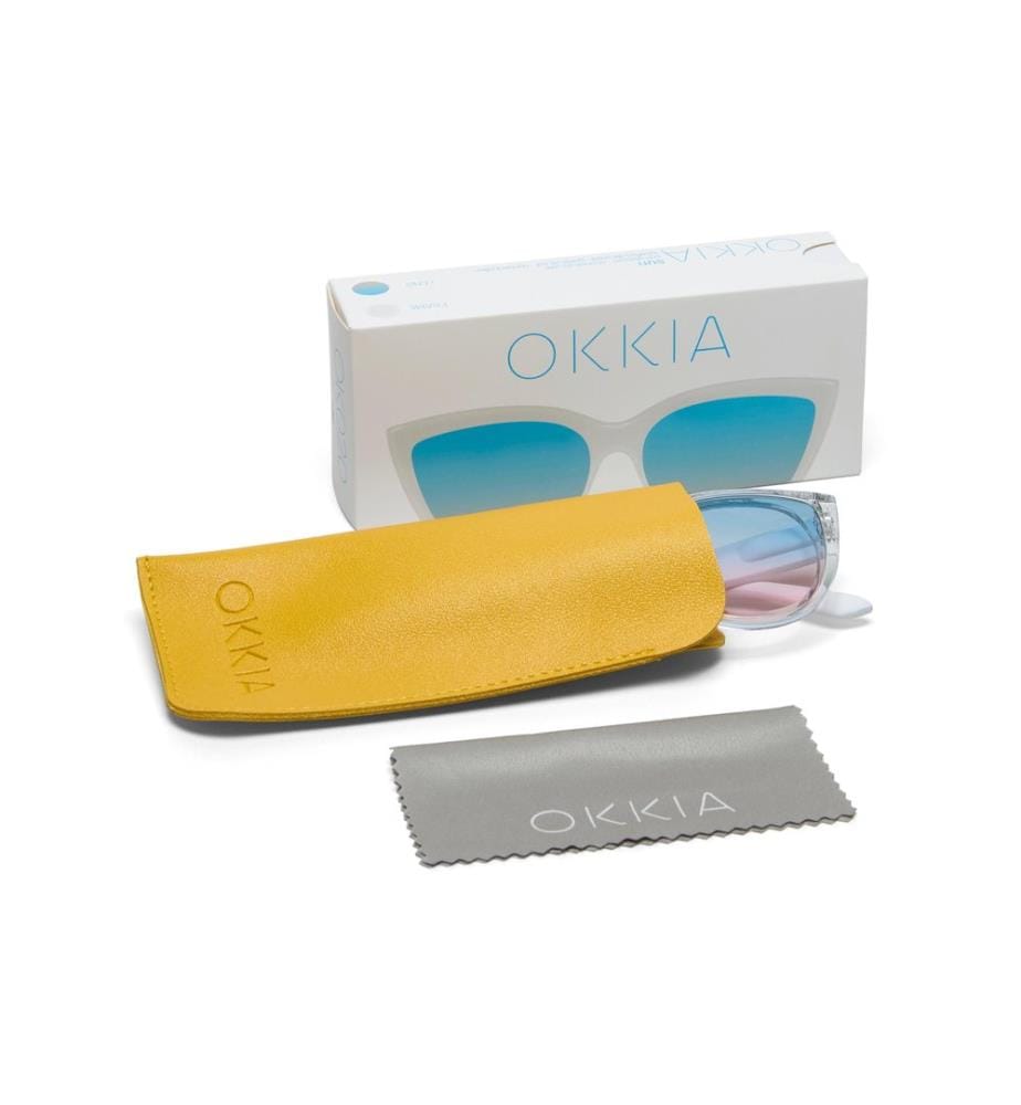 OKKIA - Lunettes de soleil Silvia Transaparent, lentille bleue rose