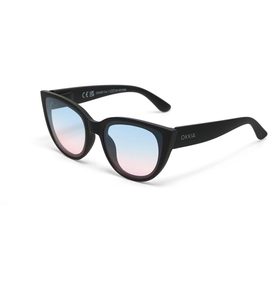 OKKIA - Lunettes de soleil Silvia noir, lentille bleue rose