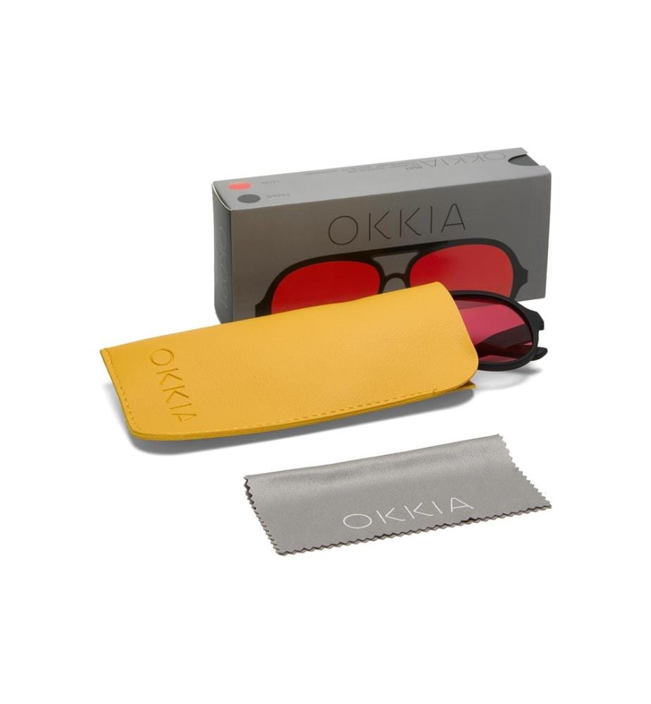 OKKIA - Lunettes de soleil Alessio noir, lentille rouge