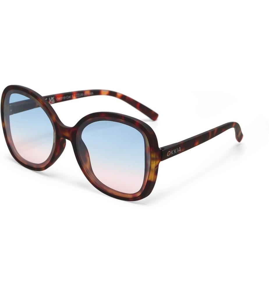 OKKIA - Lunettes de soleil Anna Classic Havana, Lentille bleue rose