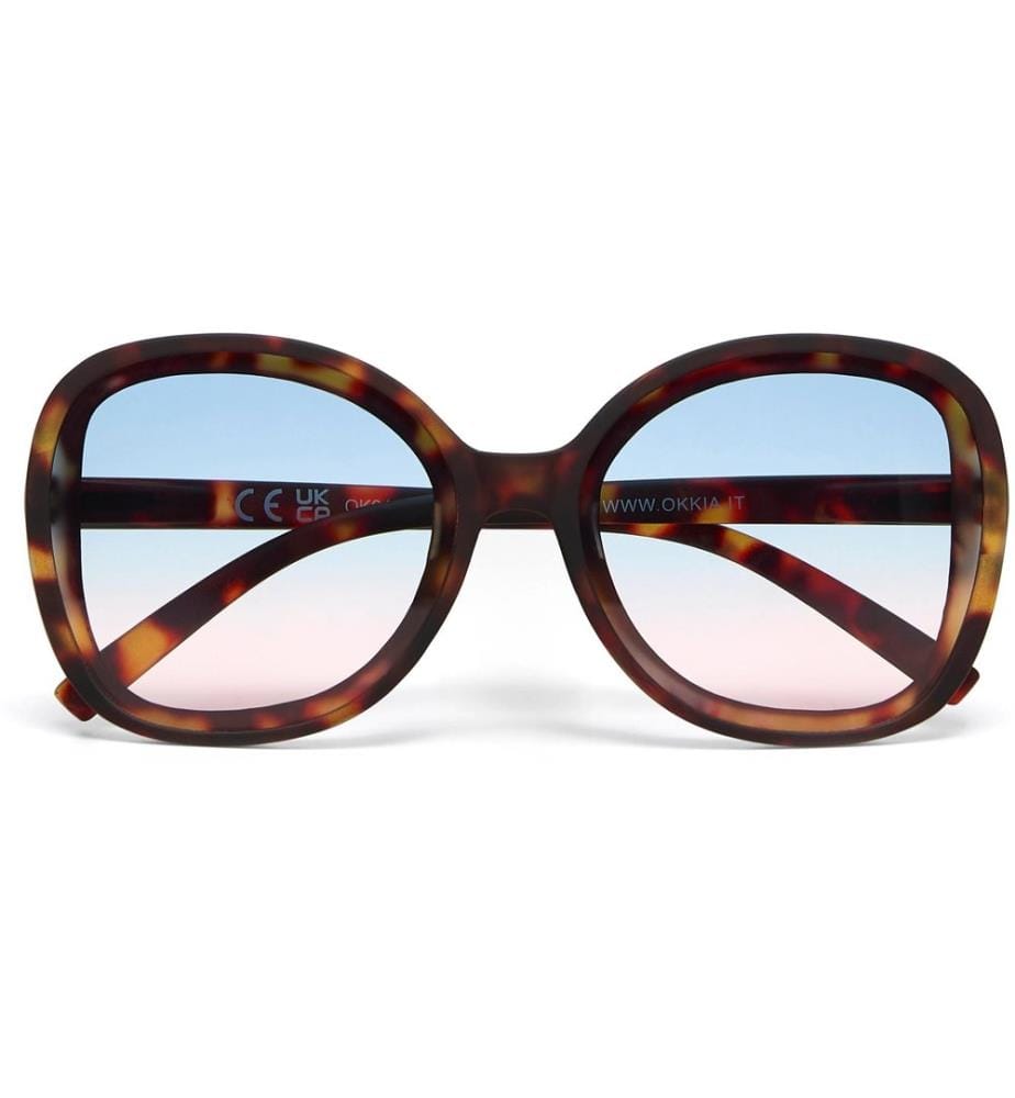 OKKIA - Lunettes de soleil Anna Classic Havana, Lentille bleue rose