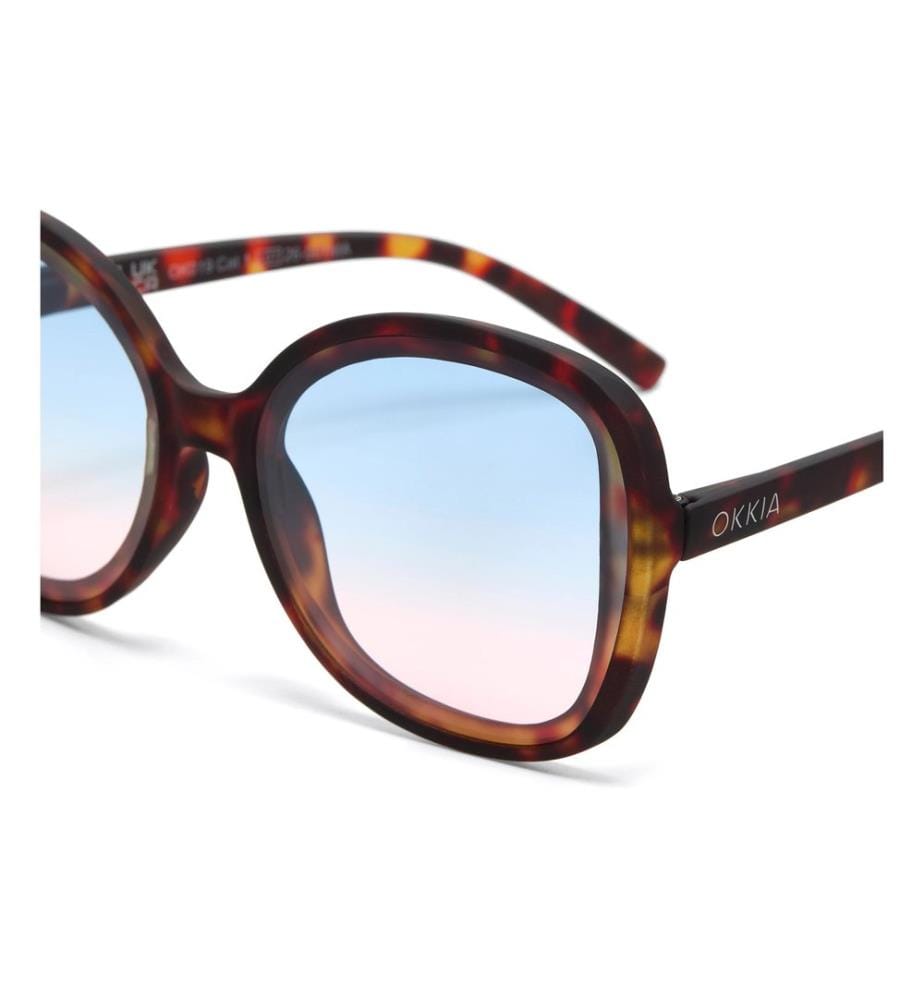 OKKIA - Lunettes de soleil Anna Classic Havana, Lentille bleue rose