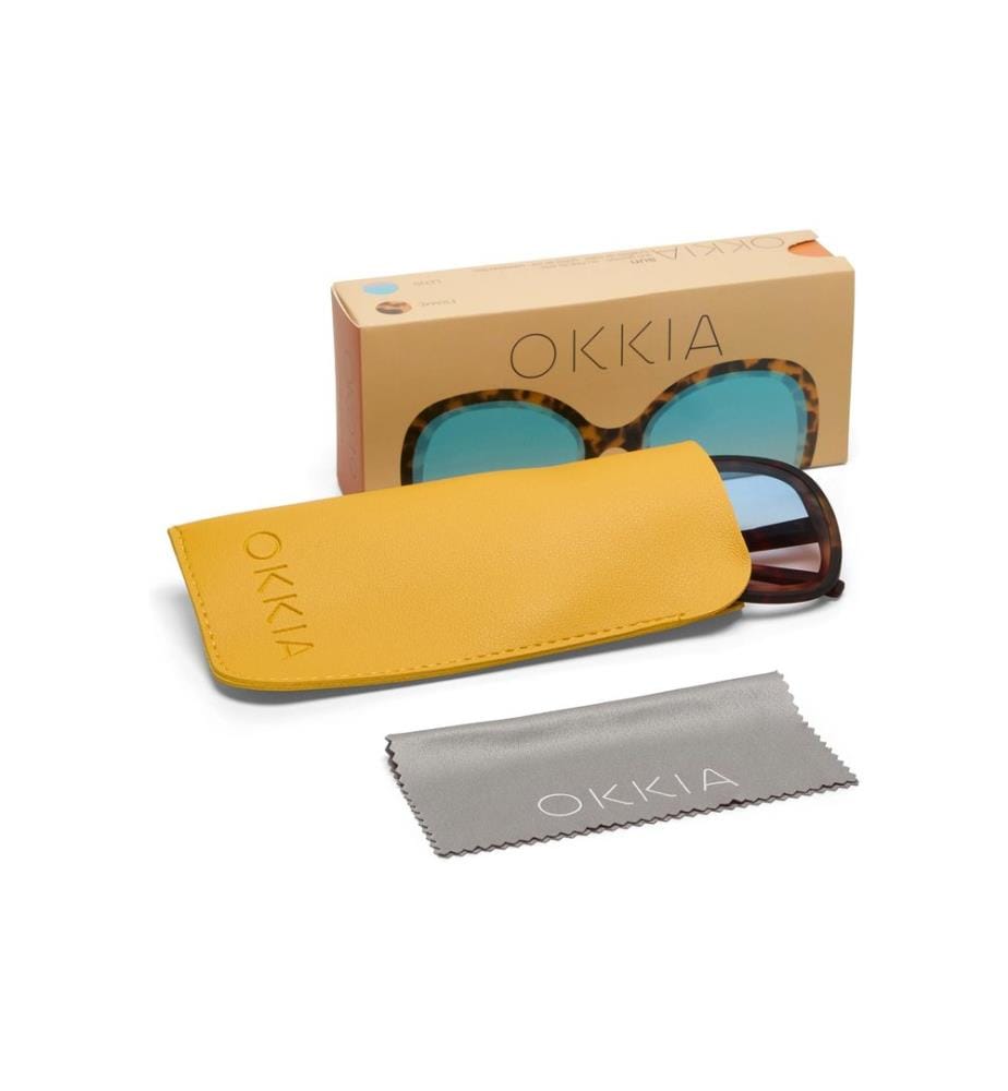 OKKIA - Lunettes de soleil Anna Classic Havana, Lentille bleue rose