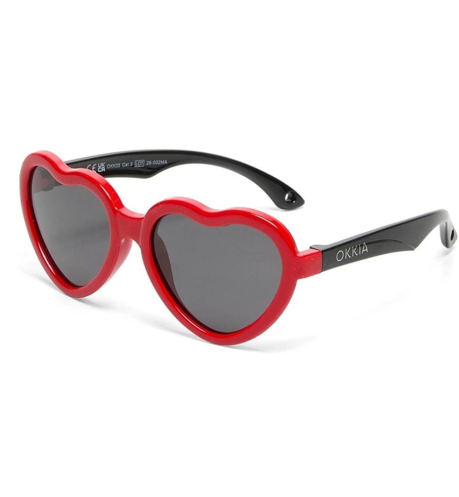 OKKIA - Lunettes de soleil pour enfants Heart 6-10 ans Noir, Rouge