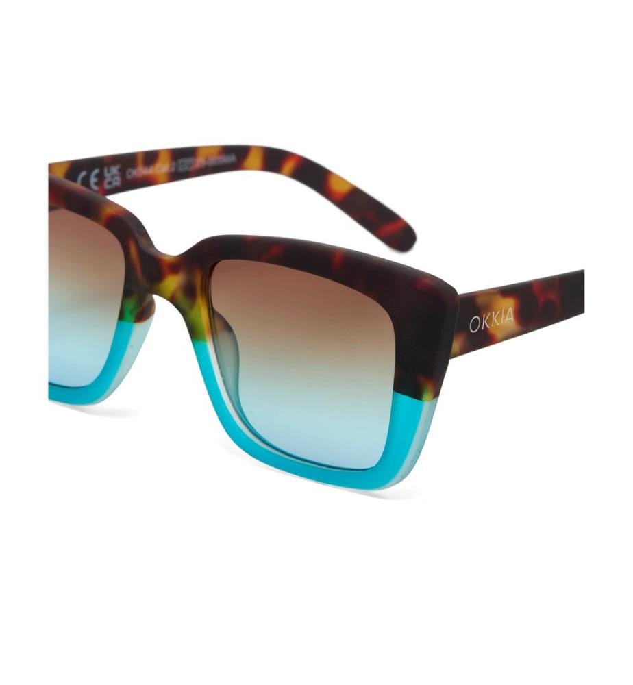 OKKIA - Lunettes de soleil Elbe Classic Havana, Lentille bleue