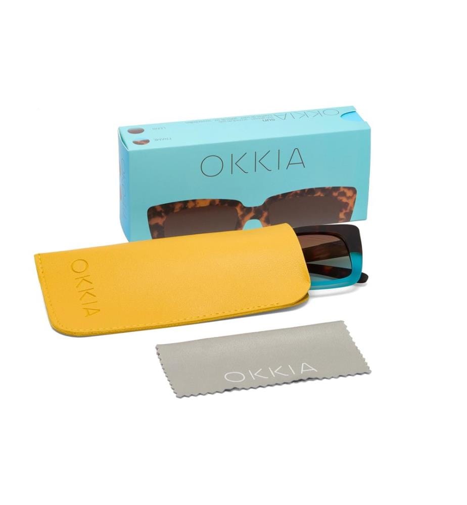 OKKIA - Lunettes de soleil Elbe Classic Havana, Lentille bleue