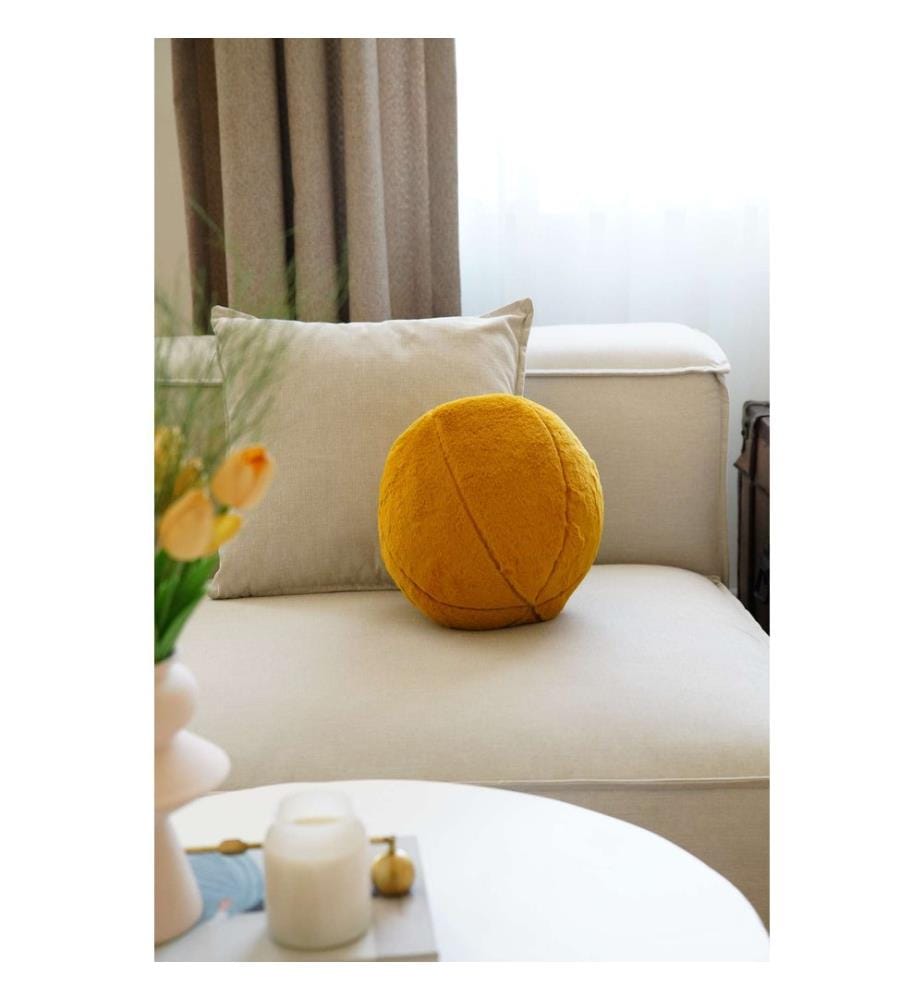 Coussin, moutarde, 75 % POLYESTER RECYCLÉ / 25 % POLYESTER