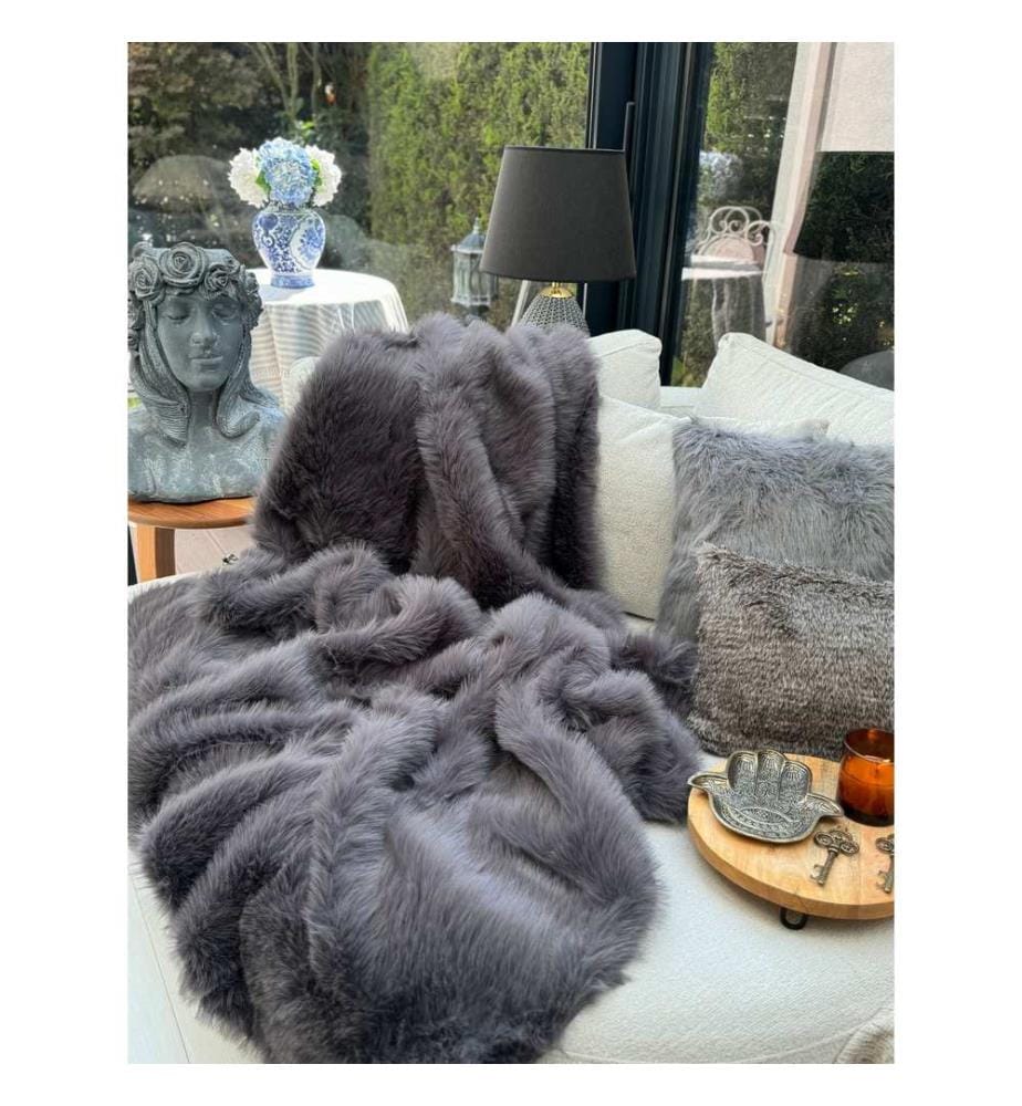 Châle de canapé, Anthracite, 100% POLYESTER