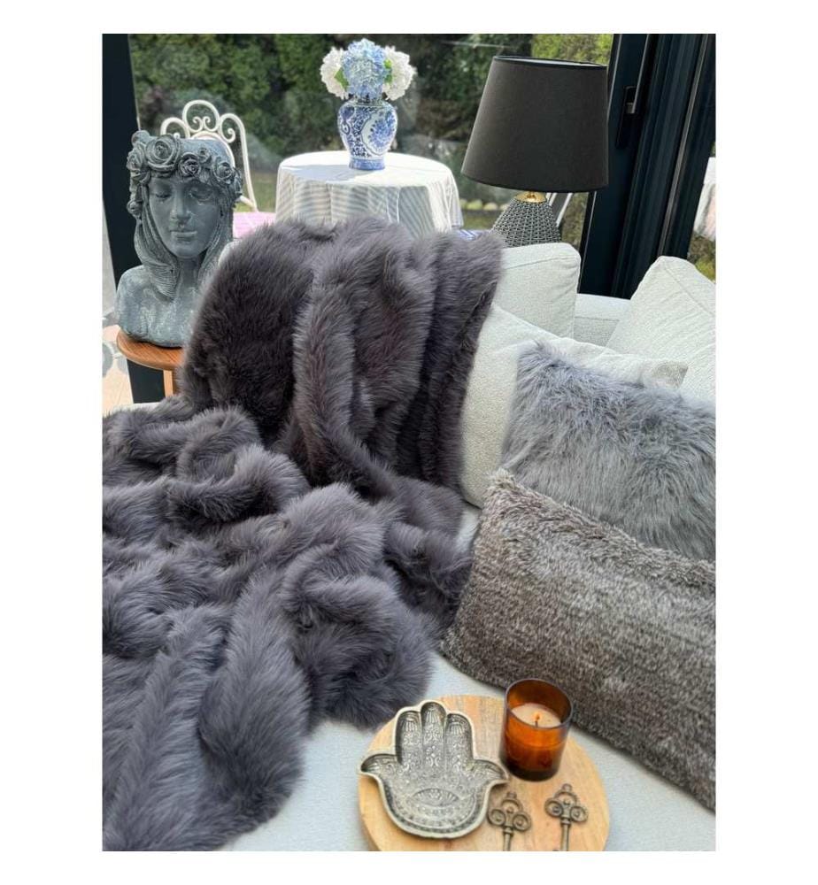 Châle de canapé, Anthracite, 100% POLYESTER