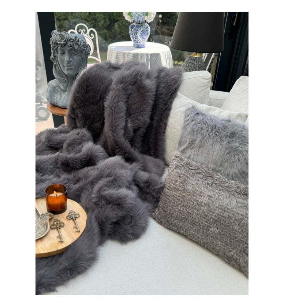 Châle de canapé, Anthracite, 100% POLYESTER